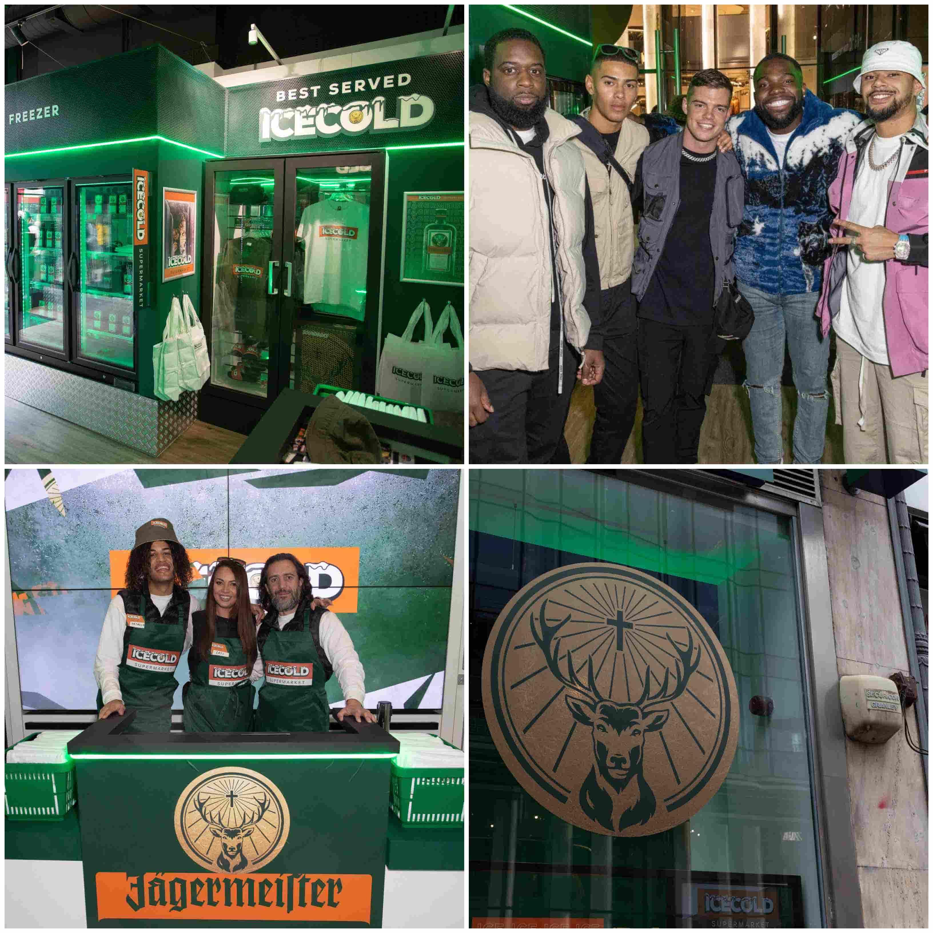 collage of four images from jagermeister ice cold pop up at Sook Oxford Street