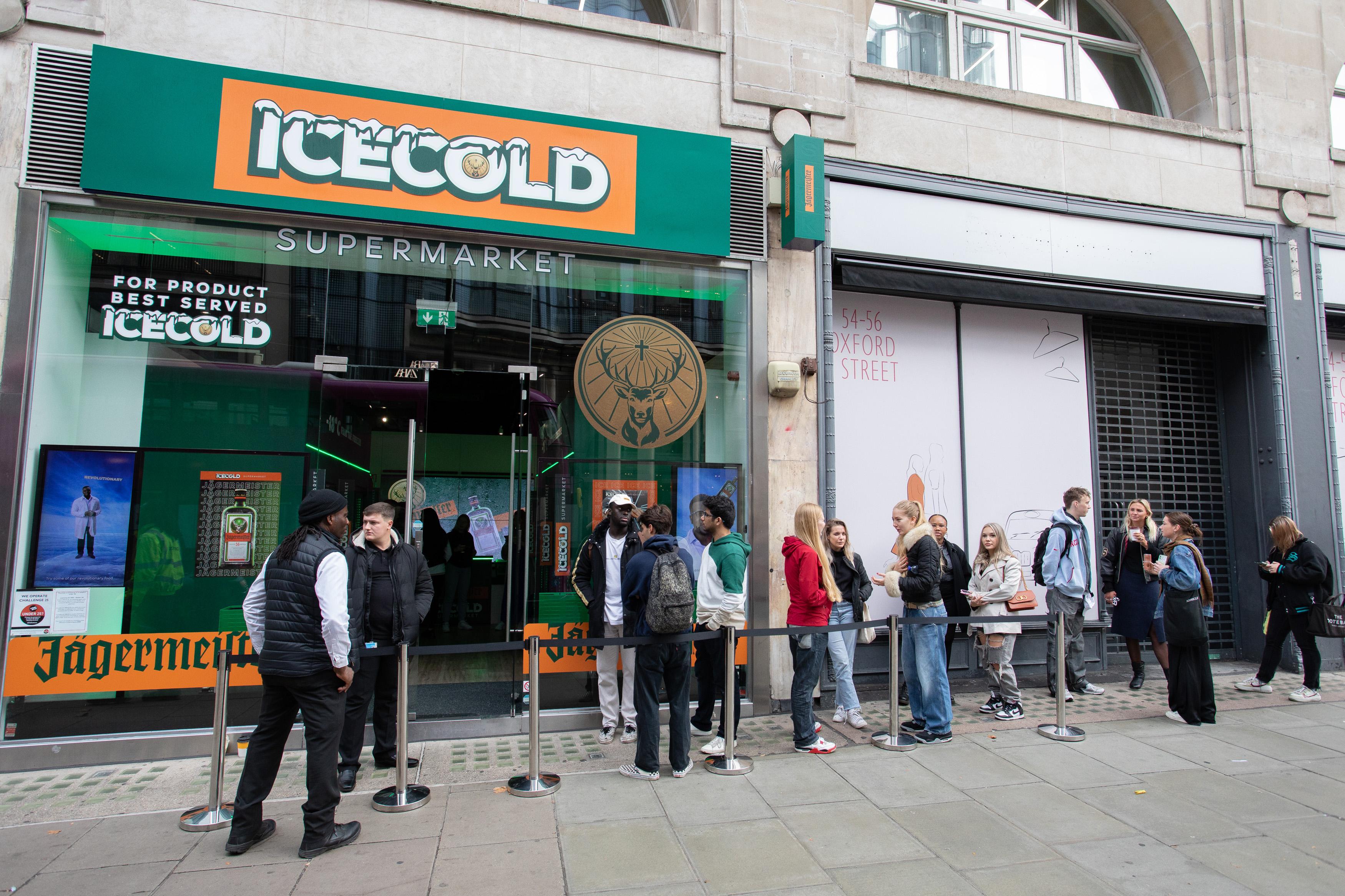 Queue outside Sook Space on Oxford street during Jagermeister pop up