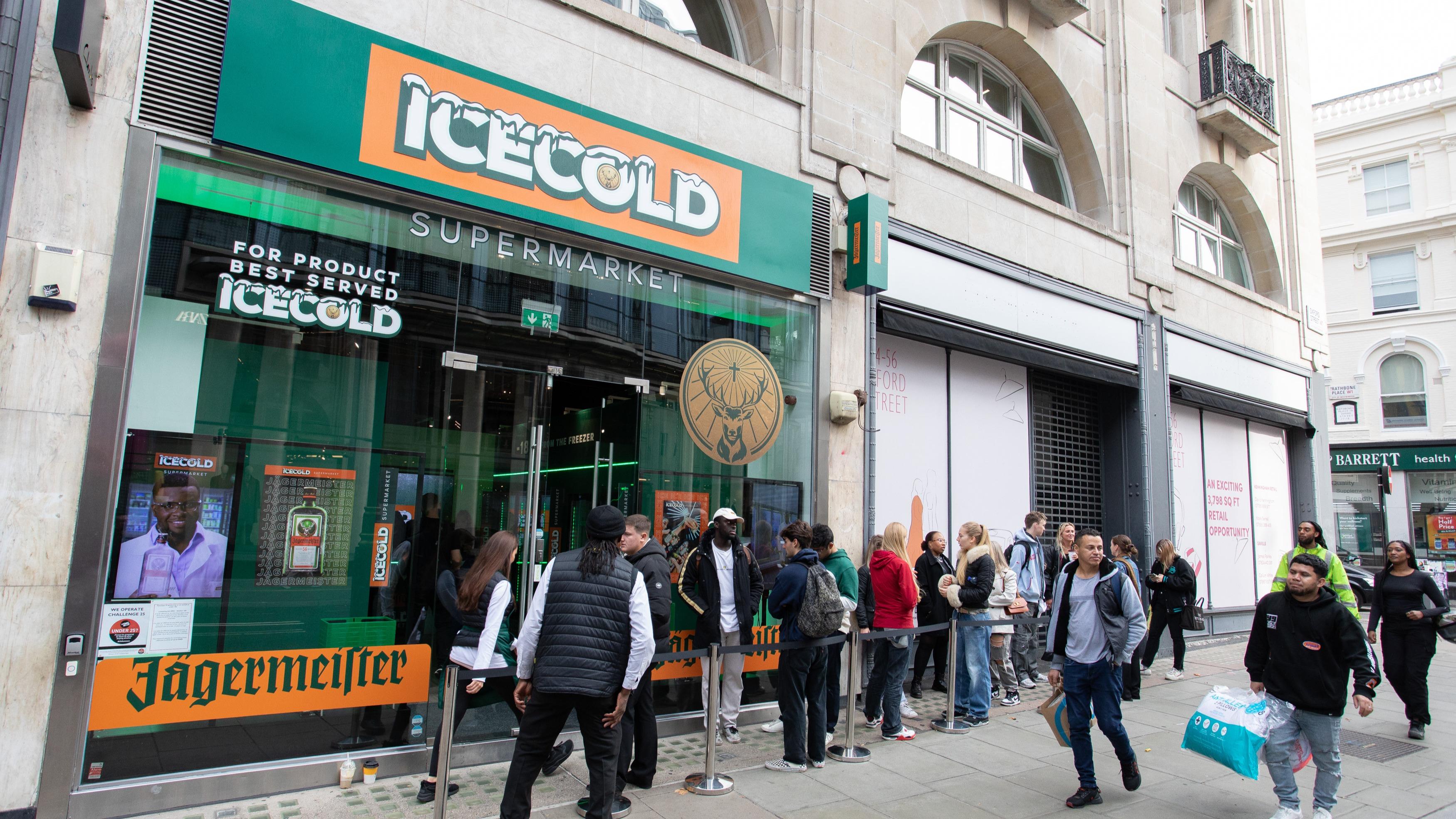 queue outside Sook Oxford Street at Jagermeister pop-up
